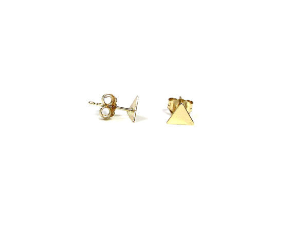 14K Gold Triangle Stud Earrings | Tiny & Small Minimalist Studs